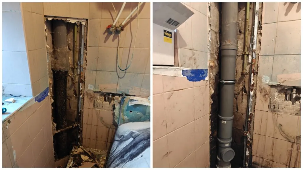 Ketaus kanalizacijos stovo keitimas